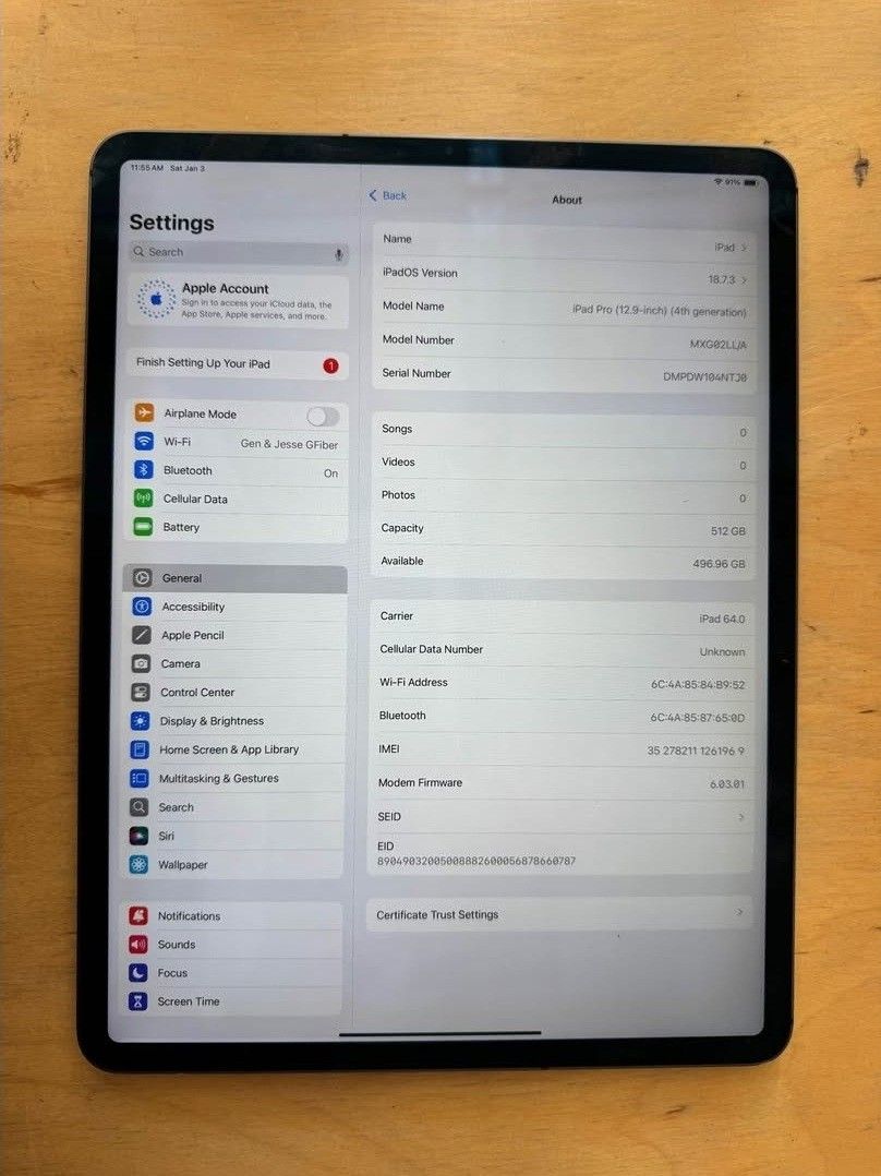 iPad Pro 12.9 inch 4th generation 512gb