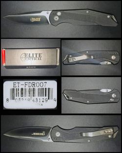 Elite Tactical "Cruiser" (ET-FDR007) Button Lock, D2 Steel, Drop Point Blade, Black G10 Scales
