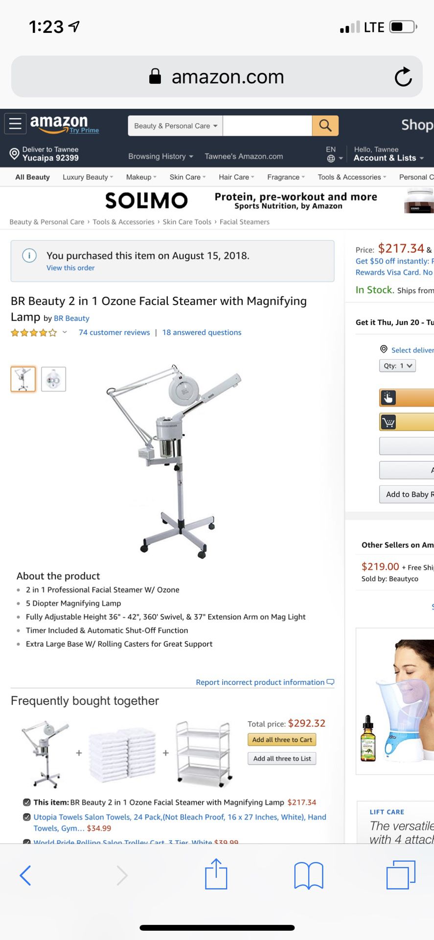 Br beauty facial steamer and mag lamp