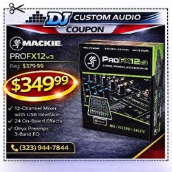 Mackie 12 Channel Mixer USB Interface Studio Recording Software 24 Effect Mixboard PROFX12V3 🚨 Payment Options Available 🚨 No Credit Needed 🚨 