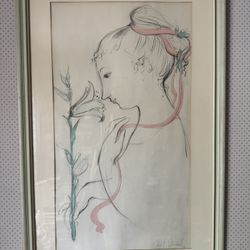 Vintage Framed Lithograph “Little ida’s Flowers” By Bjorn Wiinblad, Pencil Signed