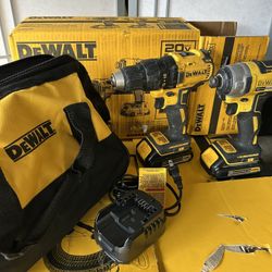 🟡 DEWALT 20V MAX 2-Tool Brushless Power Tool Combo Kit with Soft Case (2-Batteries and🟡 everything in picture included 