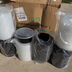 CIAO! Heavy Weight 38oz Injection Molded Microwavable Black Round Food Container with Lid (150/case)