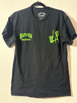 Vintage Death Row Records Black T-Shirt Green Skeleton Graphic glow in dark