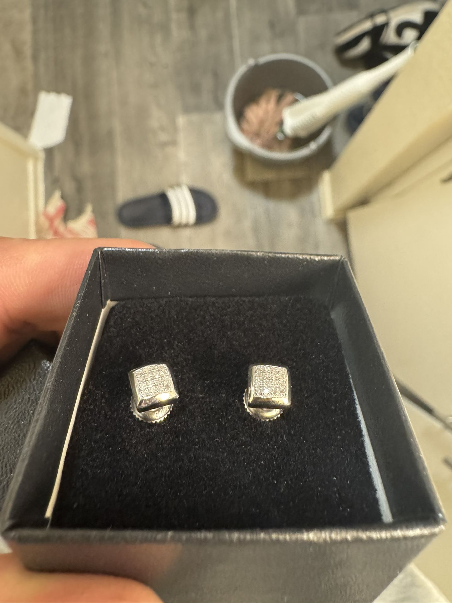 Silver Earrings With .150 CTW Diamonds