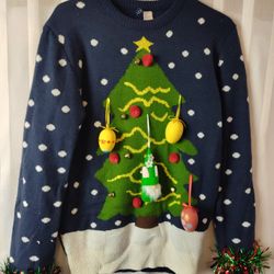 Men's Size Small Christmas Tree Ugly Christmas Sweaters 