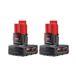 MILWAUKEE M12 12-Volt Lithium-Ion XC Extended Capacity 3.0 Ah Battery Pack (2-Pack) (Model: 48-11-2412)