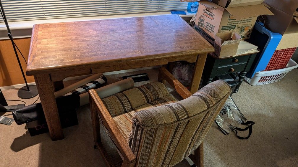Solid Desk With Chair