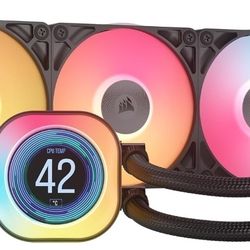 CORSAIR iCUE Link Titan 360 RX LCD Liquid CPU Cooler – 360mm AIO – Low-Noise – FlowDrive Cooling Engine – Intel LGA 1851/1700, AMD AM5/AM4  - Black