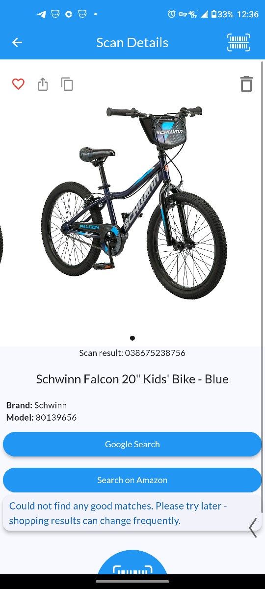 Schwinn falcon 20" kids bike blue