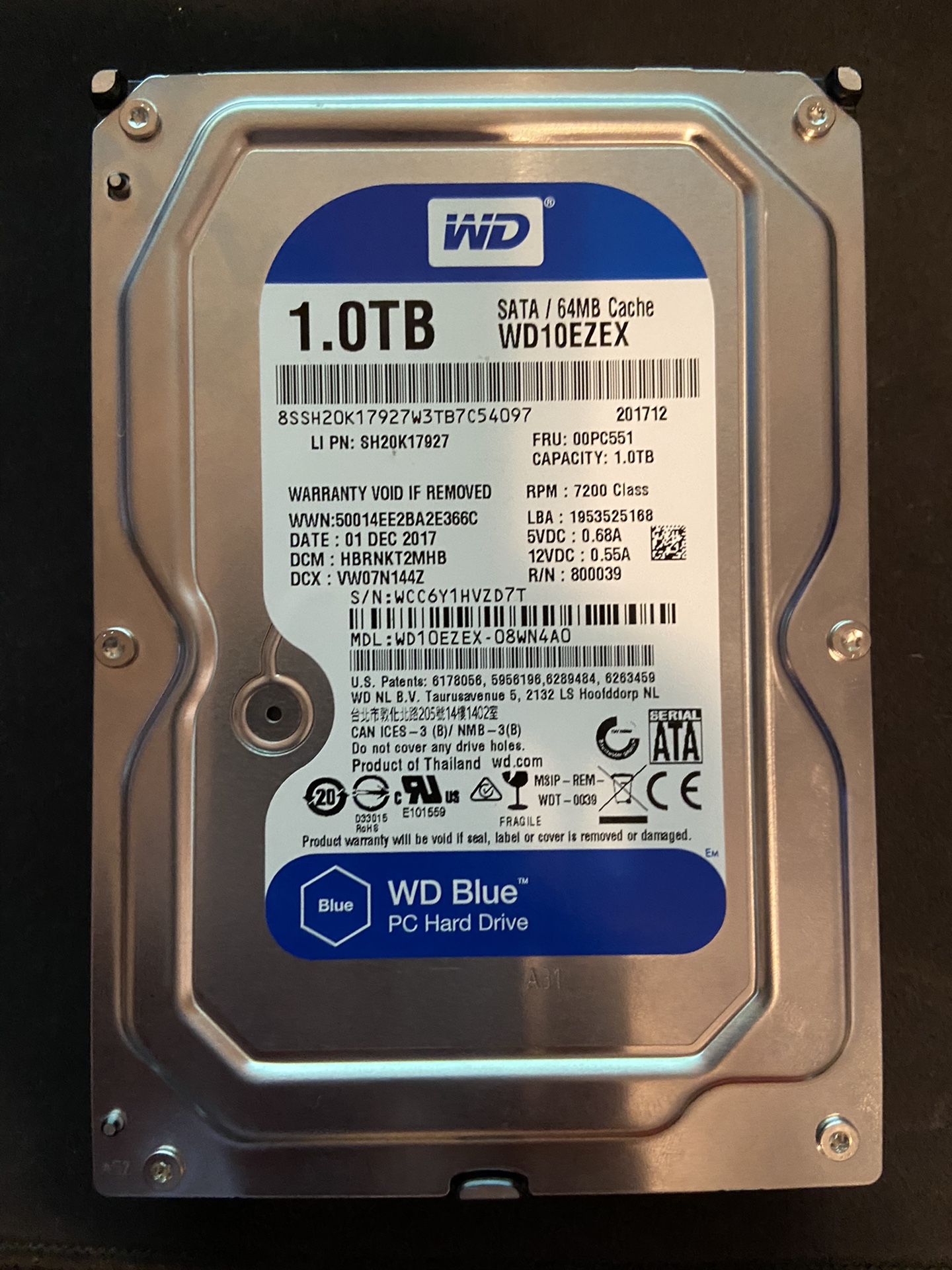 WD 1TB Hardrive 7200RPM (OBO)