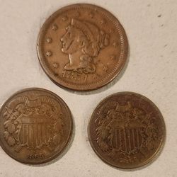 Vintage U.S Coins 2 Cent Piece 