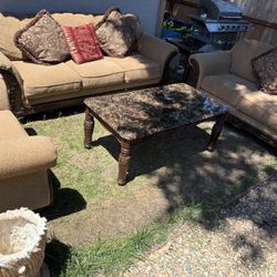 Couches, Coffee Table , End Table ,  And Decorating Vase 