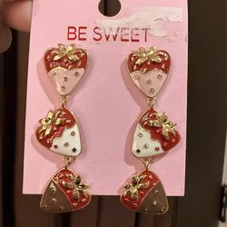Strawberry chocolate dipped earings