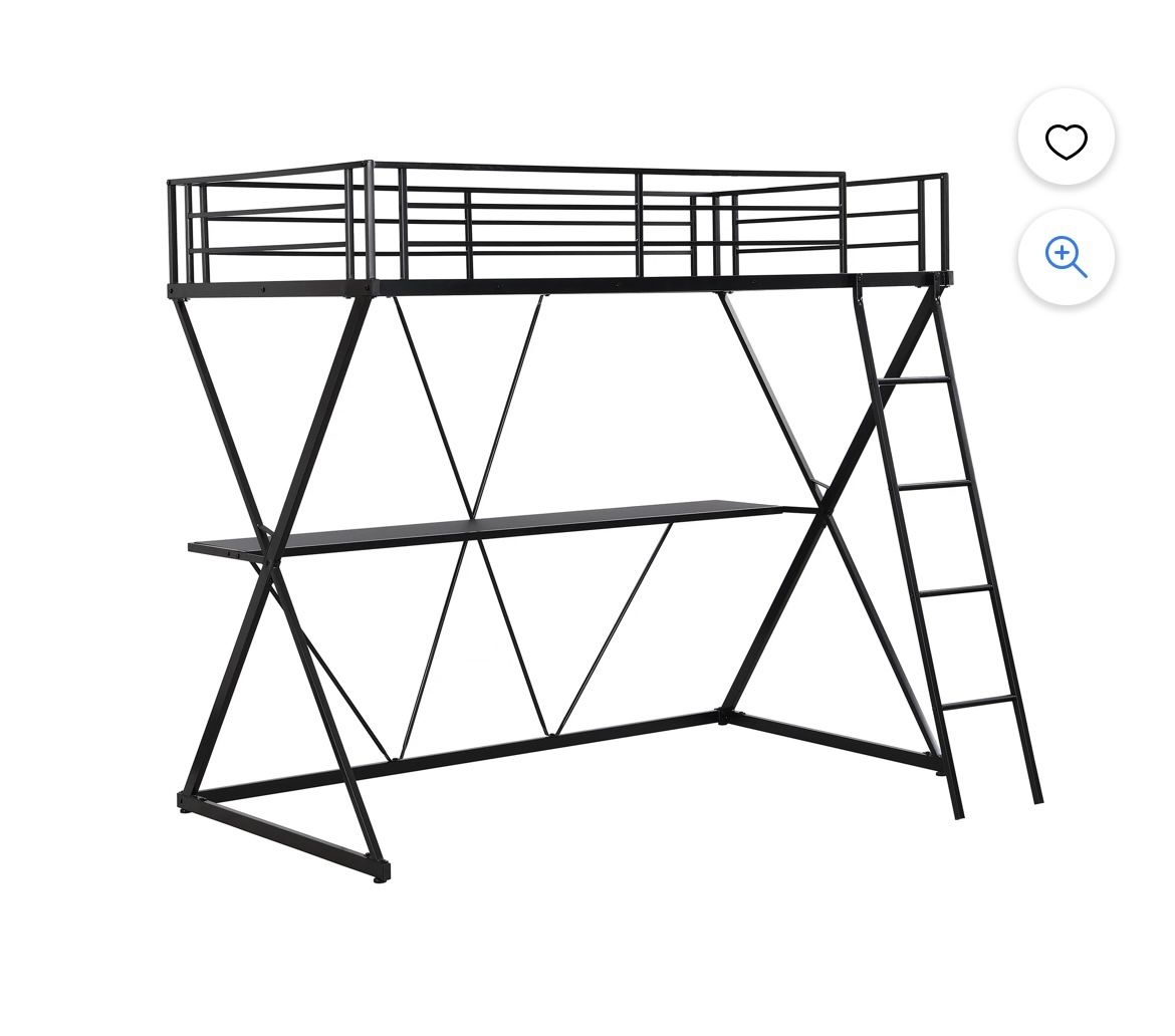 Steel Twin Loftbed With Desk and Ladder