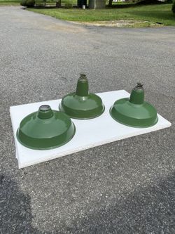 Vintage Industrial Green Enamel Porcelain 12”diameter lamp shades