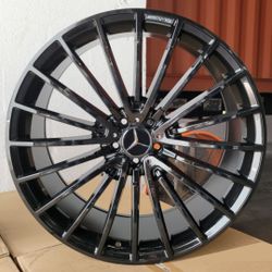 🔥 22x9 / 22x10.5 5x112 Mercedes S550 / S560 / S580 Gloss Black Wheels