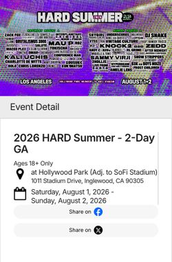 Hard Summer 2026 2 Day GA