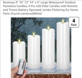 New  Rossesay 8"10"12"14" x4 large waterproof outdoor flameless candles
