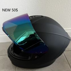 Bike Helmet Black Purple Visor New 