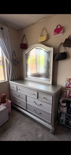 Bed frame and drawer/mirror