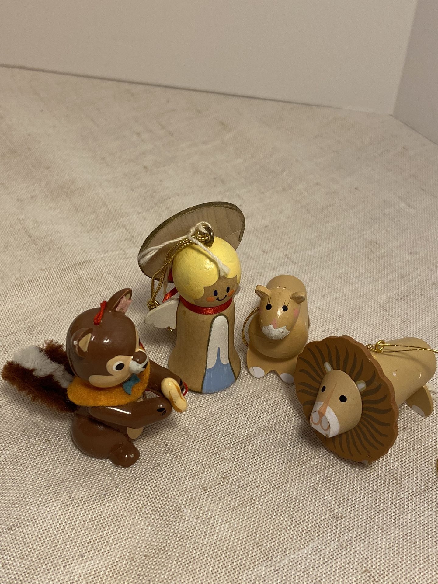 80s vintage wood ornaments Hallmark and Avon LOT angel Avon Mr Mrs Lion Lioness