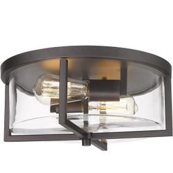 Indoor Flush Mount Ceiling Lights,Interior Close to Ceiling Light Fixture, Dinning Room Flush Mount Light, Oil Rubbed Bronze Finish with Clear Glass