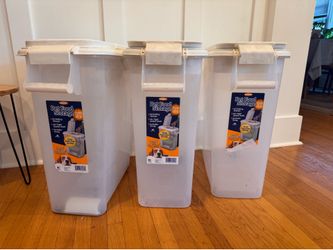 buddeez roll away pet food storage with wheels and scoop 12.5 gal / 50 lbs