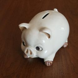 Vintage OMC Japan Ceramic Pig Piggy Bank with Stopper 1979. Pre-owned, 
very good shape, no chips or cracks. Please see photos for details.  It 
is 6x