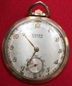 Green Veri-thin 10KGF Case Pocket Watch
