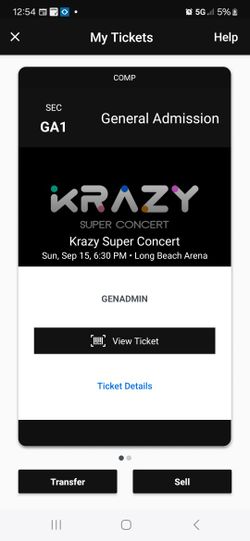 Super Krazy Concert Floor Seats GA1