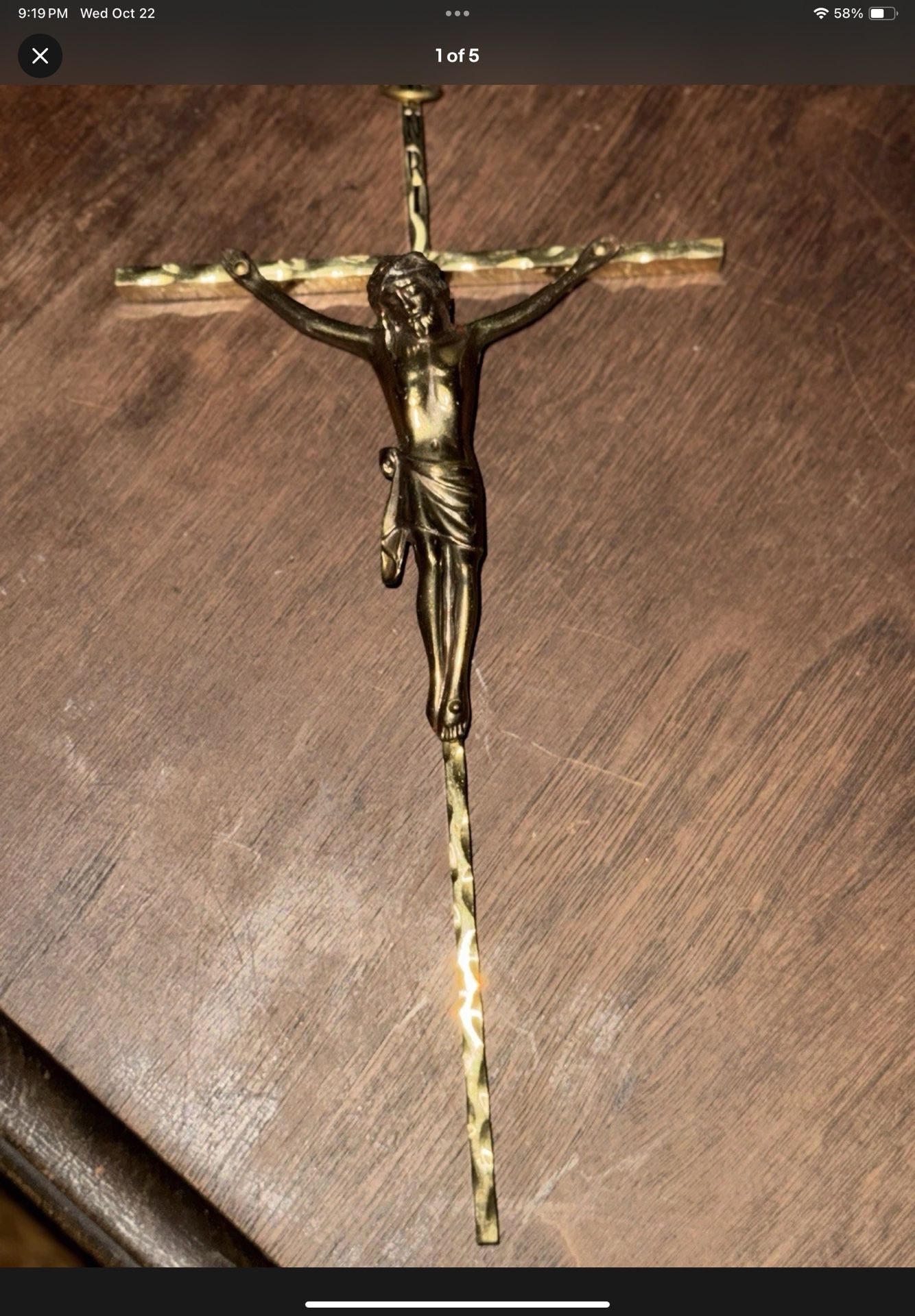 INRI Vintage Catholic Brass Wall Crucifix Jesus Christ