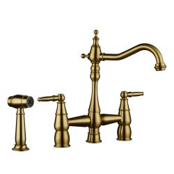 4 Hole Double Handle Bridge Kitchen Faucet