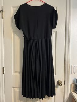 Black Pleated Midi Dress