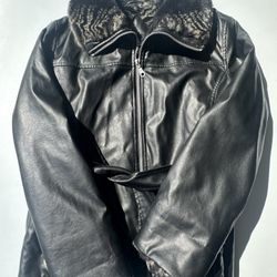 Black Leather M Jacket With Faux Fur