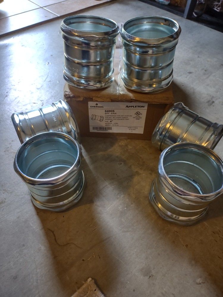 New Set Of 6 Emerson 6400S 4' Steel Couplings