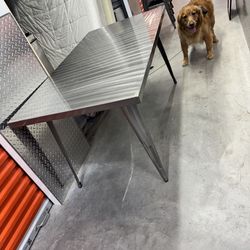 Industrial Metal Tolix-Style Dining Table w/ 4 Matching Chairs