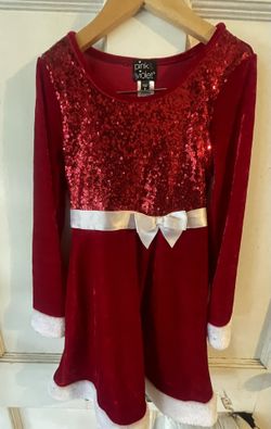 Girls Christmas Mrs Claus Soft Velvet Dress