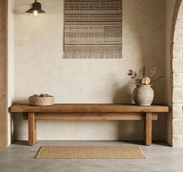 QL0026 63" Solid Wood Bench, Extra Long Farmhouse Dining Bench for Kitchen Table