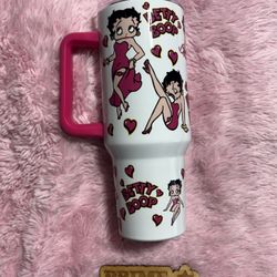 Pink BETTY BOOP 40oz tumbler With Handle (STANLEY DUPE)