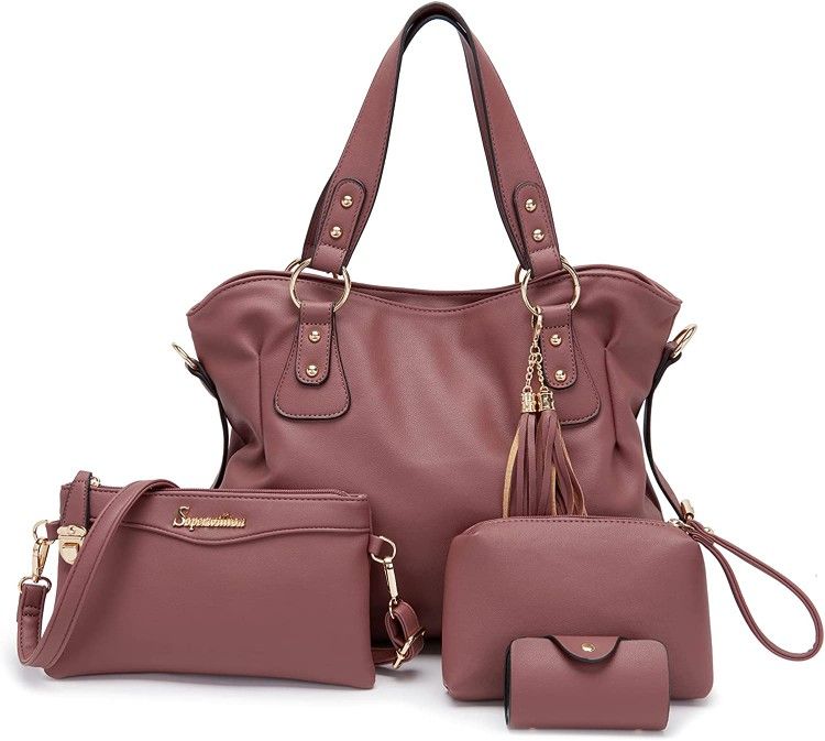 Handbags for Women Large Bucket Shoulder Bag Faux Leather Hobo bag Ladies Crossbody Bag 3pcs Purse Set
