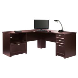 Realspace® Magellan Performance 71"W L-Shaped Corner Desk, Cherry