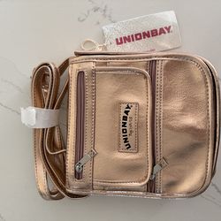 UNIONBAY Metallic Rose Gold Crossbody Bag w/lots pockets