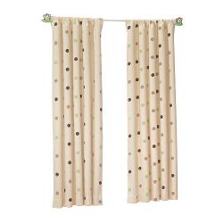 Window Panel 50"x63" Cotton Twill Room Darkening Dots on ivory