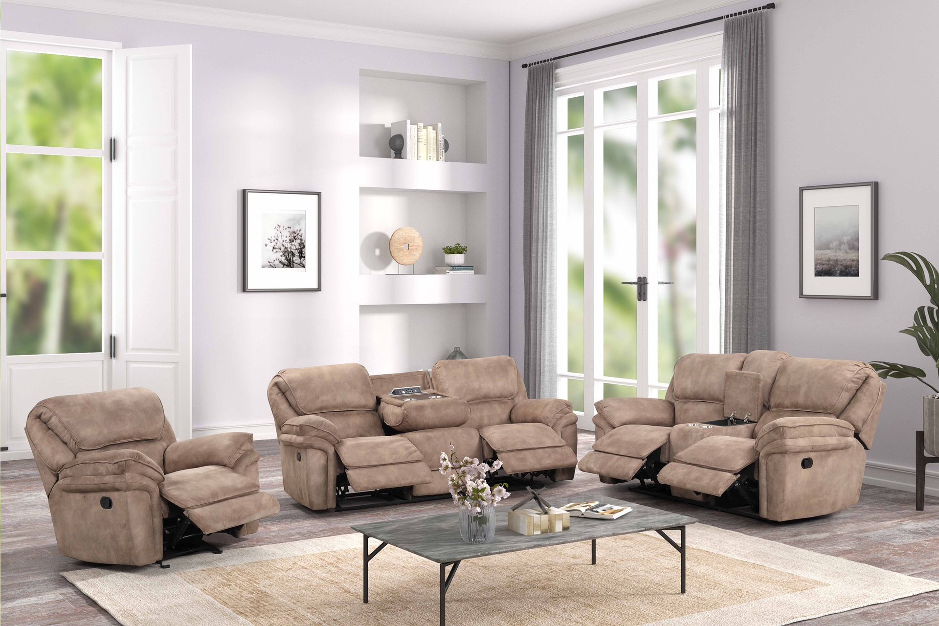 3pc. New/Comfy/Camel Brown Set. UsB