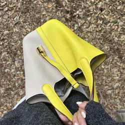 Hermes Picotin Bag Bicolor (dual color Yellow & Light Gray)