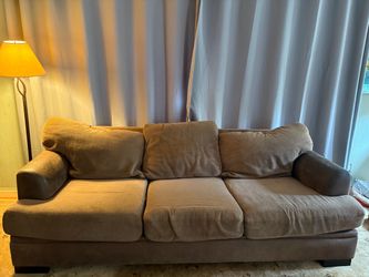 3-Seat Beige Fabric Sofa
