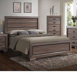 New Queen Weathered Oak Bed Frame 