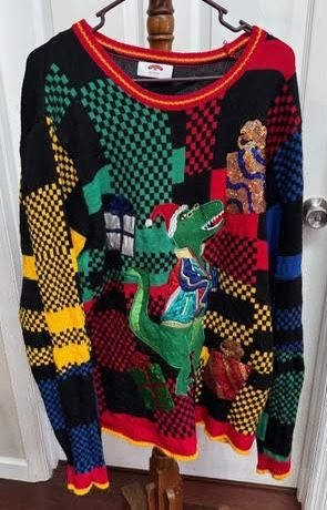 Ugly Christmas Sweater Dinosaur Size 2XL just $10