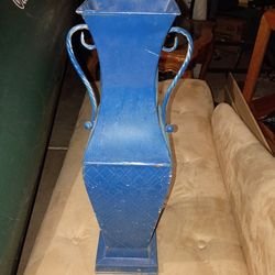 Blue metal vase